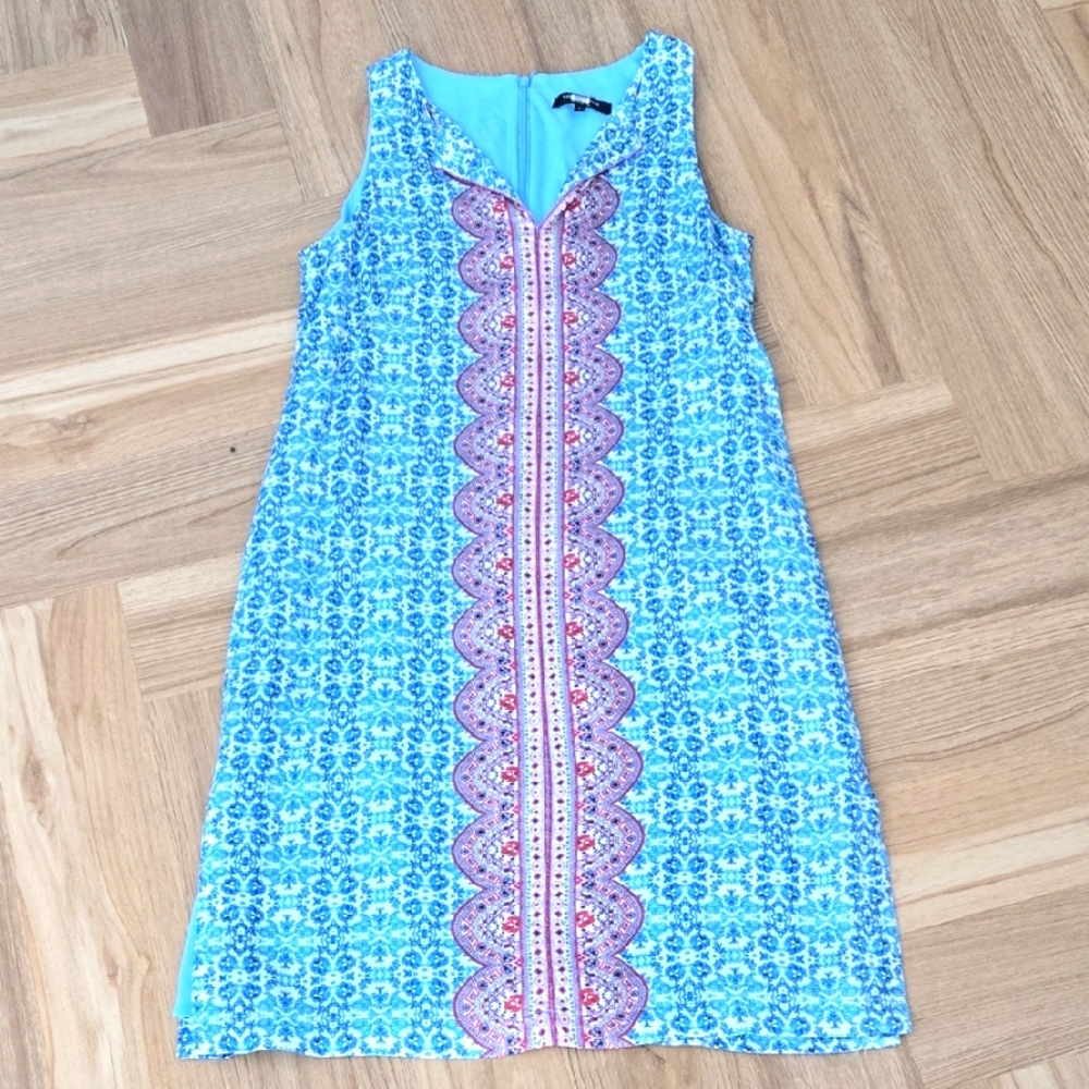 NANETTE LEPORE Blue Patterned Sleeveless Dress 6